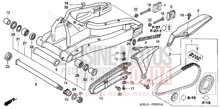 SWINGARM for CBR1000RR Fireblade BLACK (NH1E) from 2004